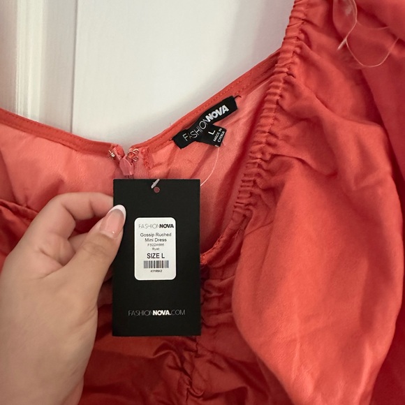 Ruched Mini Dress - Rust Orange - Picture 2 of 3